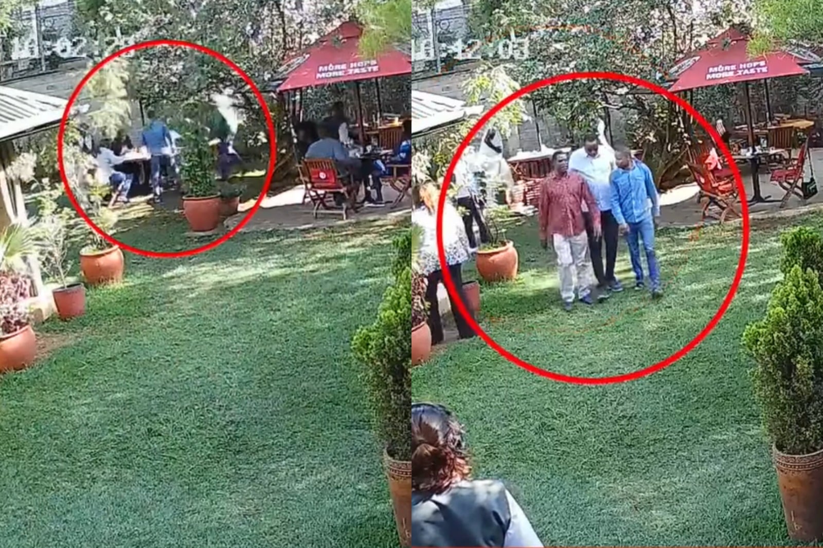 Collage photo of the CCTV footage capturing Alai's clash with Babu owino.